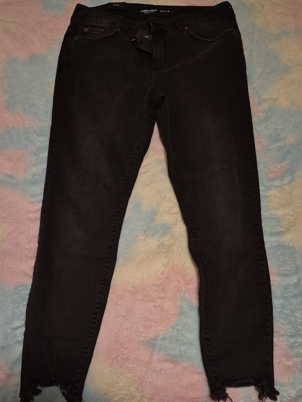 Vero Moda Seven Slim Fit Black Distressed Jeans